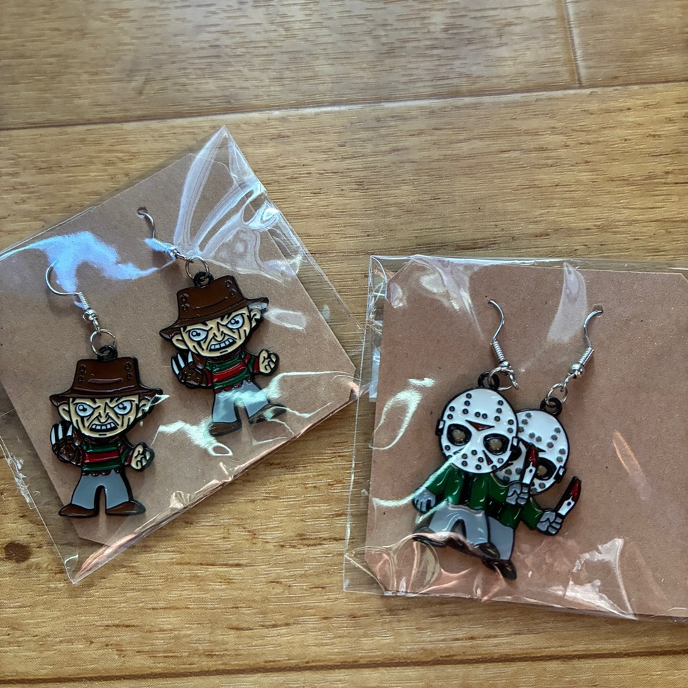 Freddy & Jason Enamel Earrings • 2 Pairs • Nightmare on Elm St & Friday the 13th